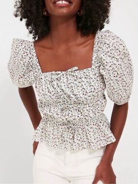 Hyacinth House Floral Payton Square Neck Puff
Sleeve Blouse Top Size M
